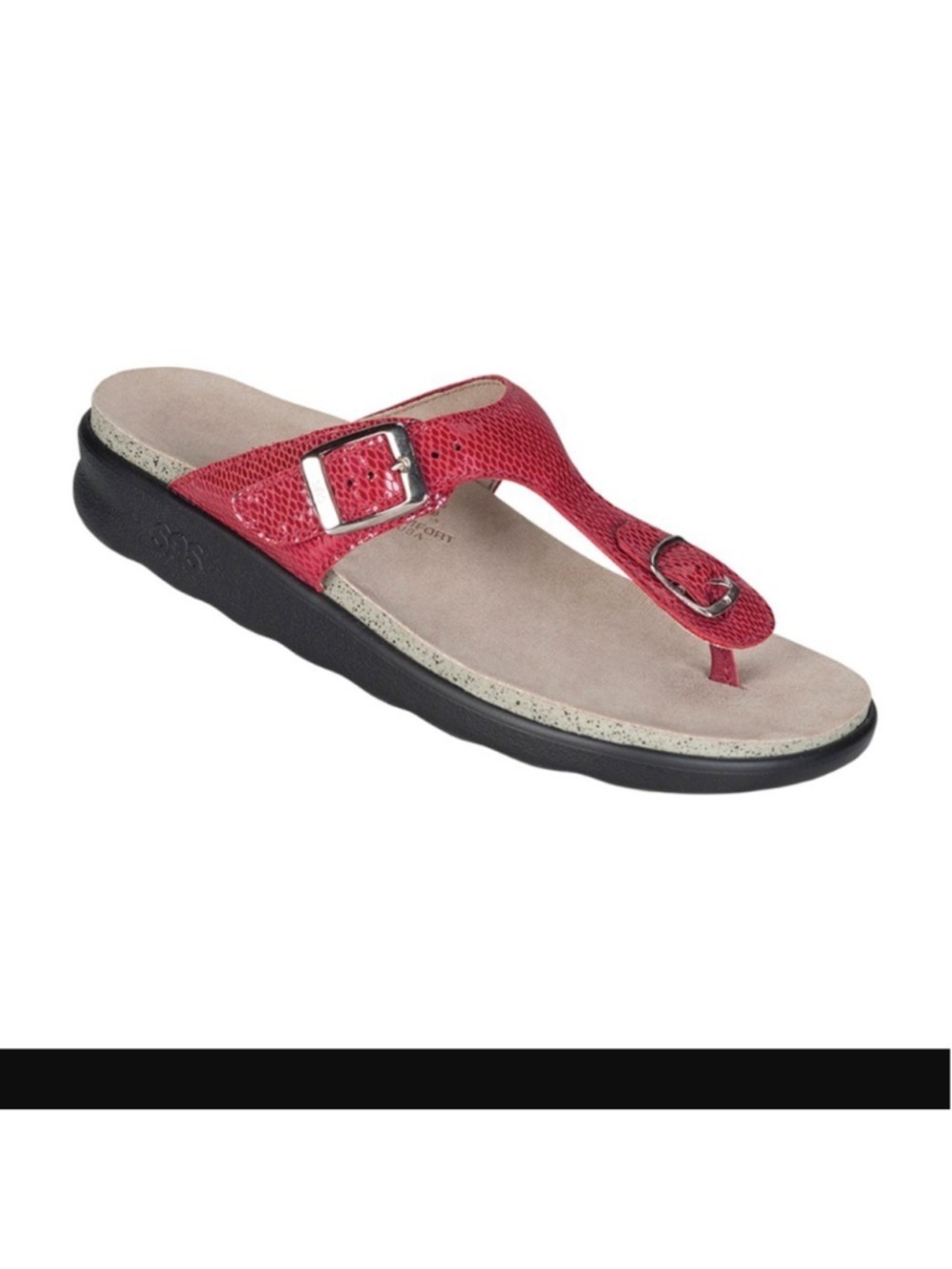 SAS Womens Size 10 Sanibel-C Red Snake Leather Thong Sandals Comfort USA
